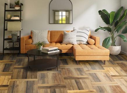ПВХ плитка Respect Floor SPC Елка Дуб Амбарный 2306