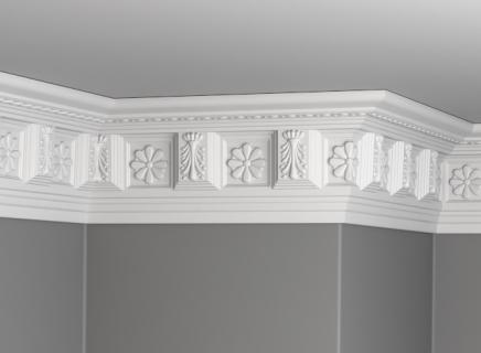 Плинтус Glanzepol инжекционный потолочный с орнаментом  GP-7