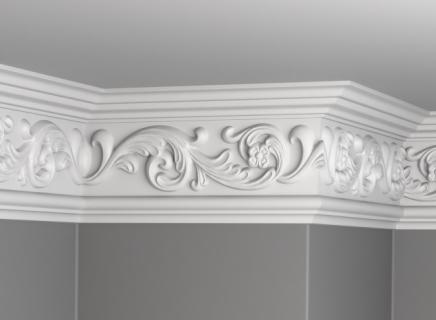 Плинтус Glanzepol инжекционный потолочный с орнаментом  GP-63