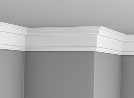 Плинтус Glanzepol Экструзионный потлочный гладкий  GPX-3