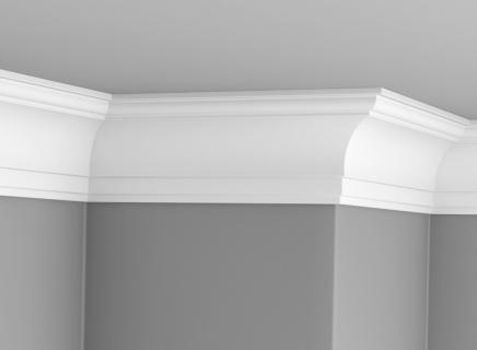 Плинтус Glanzepol Экструзионный потлочный гладкий  GPX-18