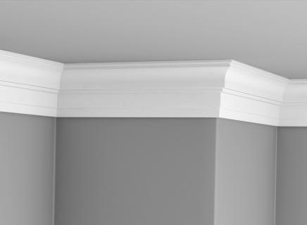 Плинтус Glanzepol Экструзионный потлочный гладкий  GPX-23