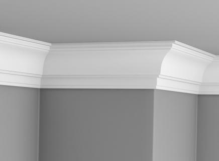 Плинтус Glanzepol Экструзионный потлочный гладкий  GPX-24