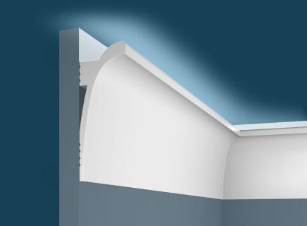 Плинтус Cosca Потолочный из экополимера 120х45 мм KX003 под подсветку
