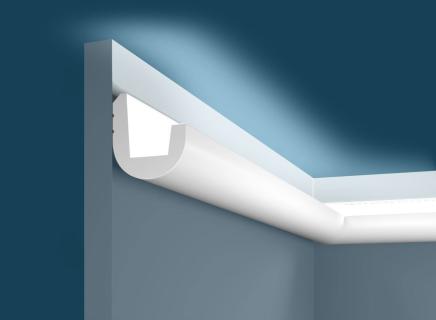 Плинтус Cosca Потолочный из экополимера 55х50 мм KX024 под подсветку