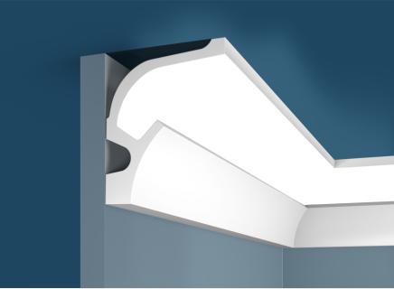 Плинтус Cosca Потолочный из экополимера 109х89 мм KX025 под подсветку