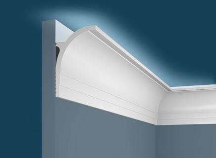 Плинтус Cosca Потолочный из экополимера 85х55 мм KX045 под подсветку