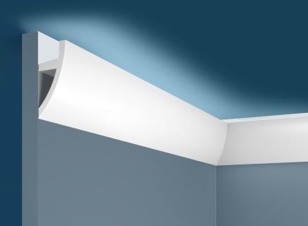 Плинтус Cosca Потолочный из экополимера 75х33 мм KX072 под подсветку