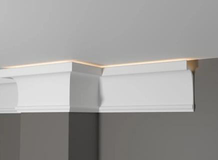 Плинтус Декор Дизайн Потолочный белый под покраску и под подсветку DD518