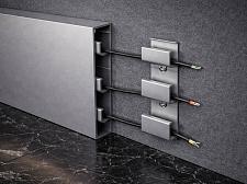 Плинтус Fezard С кабель-каналом алюминиевый напольный Серебро  ALP-G100					